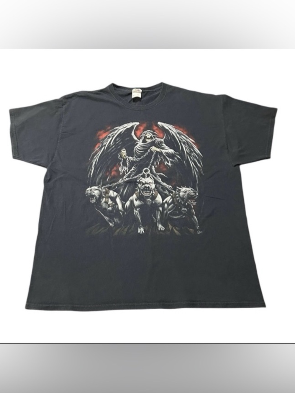 Winged Grim Reaper Graphic Print T-Shirt Adult 2XL Skull Cyber Goth Grunge FOTL